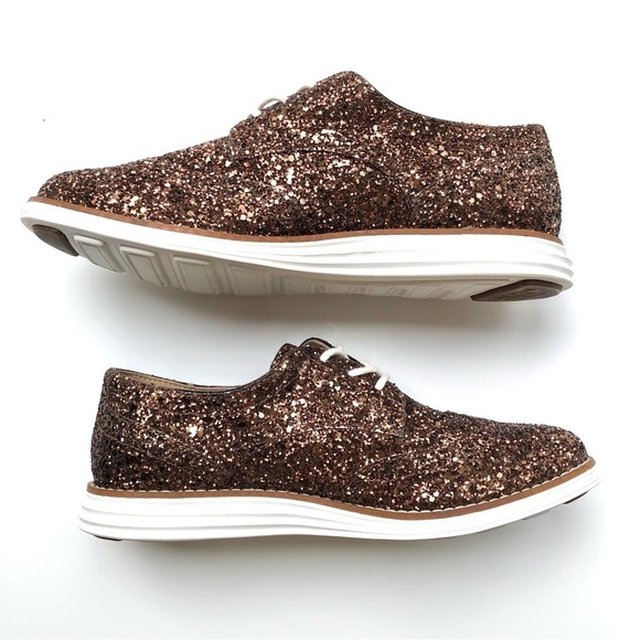 Cole Haan Grande OS Gold Metallic Sparkle Loafer Oxford Sneaker - Picture 3 of 10